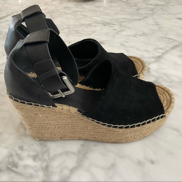 Marc Fisher Alida Suede Espadrille Heel Black 8.5 - Picture 3 of 6